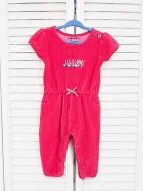 Juicy Couture Pink Terry Cloth Romper Rainbow Logo 18 Months